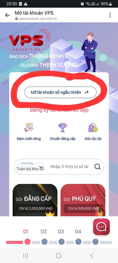 Mở tài khoản chứng khoán VPS bằng hình ảnh